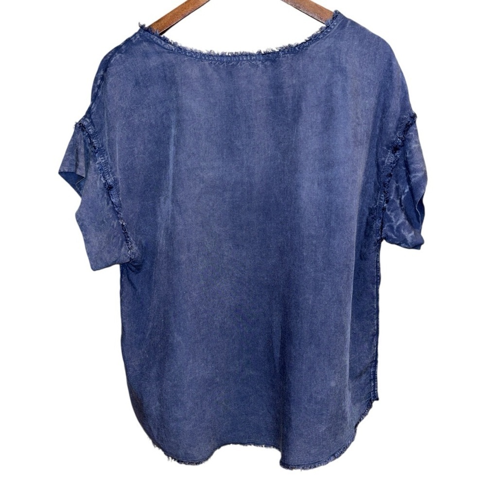Pure Good Linen Rayon Blend Blue Coastal Beach Vacation Minimalist Sz M - Picture 2 of 7